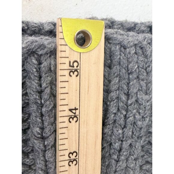 Vtg Y2K Abercrombie & Fitch Wool Blend Scarf Chunky Cable Knit Block Striped Gra - Picture 5 of 8